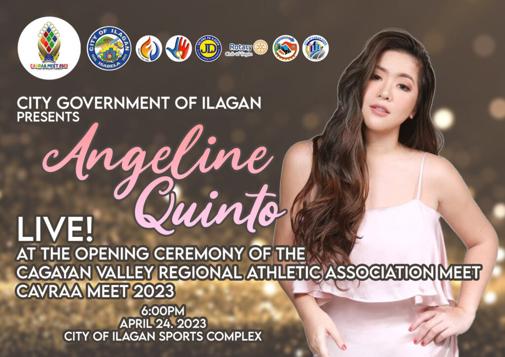 Watch for the Opening Ceremony of CaVRAA 2023 on April 24, 2023, 6:00 p.m. at the City of Ilagan Sports Complex with celebrity guest Miss Angeline Quinto. Save the date! Be there!!! Come one come all!!!