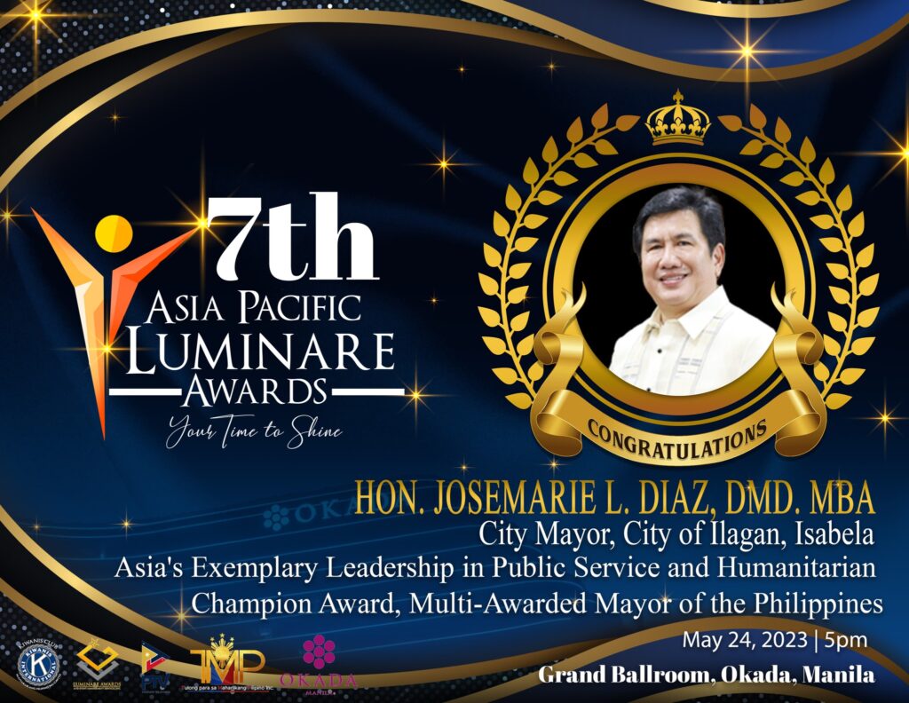 “Asia’s Exemplary Leadership in Public Service and Humanitarian Champion Award, Multi-Awarded Mayor of the Philippines”